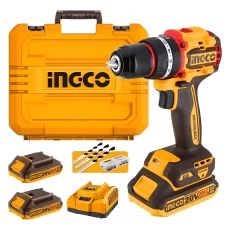 Taladro Atornillador Percutor Brushless Inalámbrico Ingco CIDLI20668-4 20V con 2 Baterías